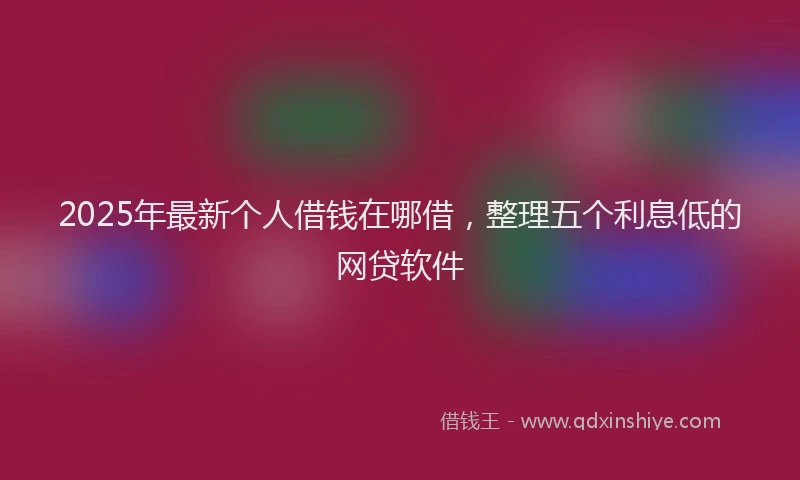 2025年最新个人借钱在哪借，整理五个利息低的网贷软件