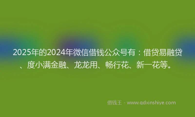 2025年的2024年微信借钱公众号有：借贷易融贷、度小满金融、龙龙用、畅行花、新一花等。