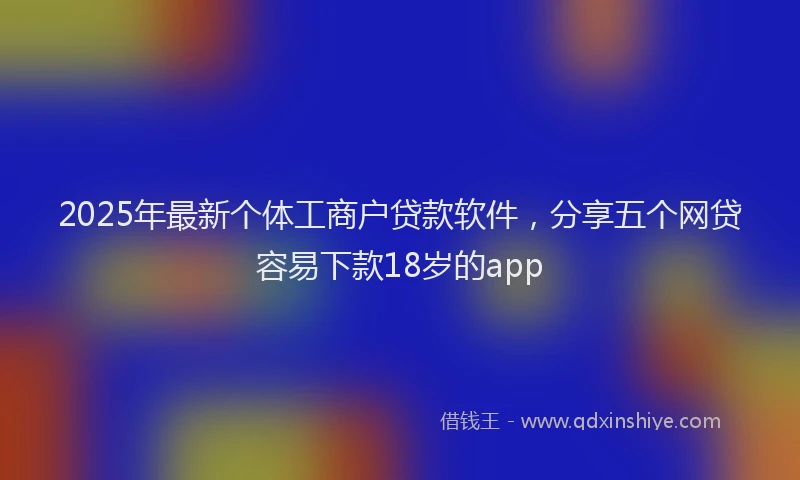 2025年最新个体工商户贷款软件，分享五个网贷容易下款18岁的app