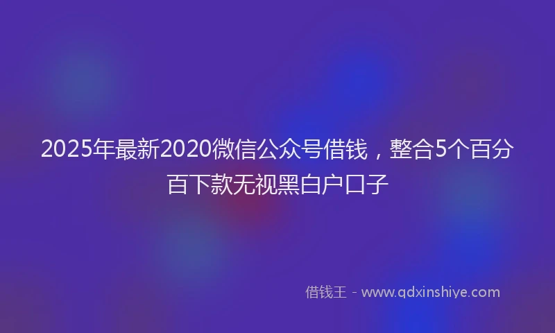2025年最新2020微信公众号借钱，整合5个百分百下款无视黑白户口子