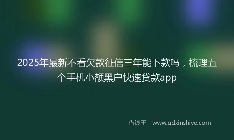 2025年最新不看欠款征信三年能下款吗，梳理五个手机小额黑户快速贷款app