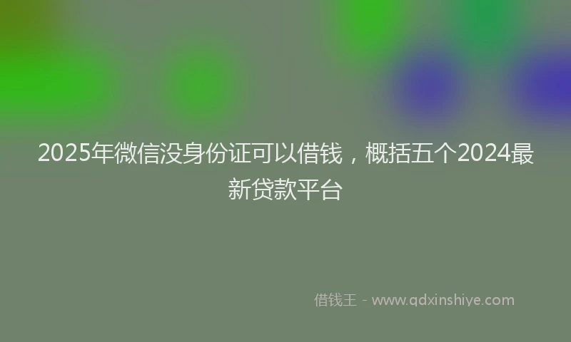 2025年微信没身份证可以借钱，概括五个2024最新贷款平台