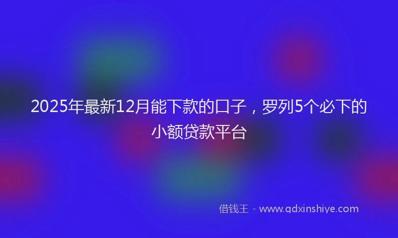 2025年最新12月能下款的口子，罗列5个必下的小额贷款平台