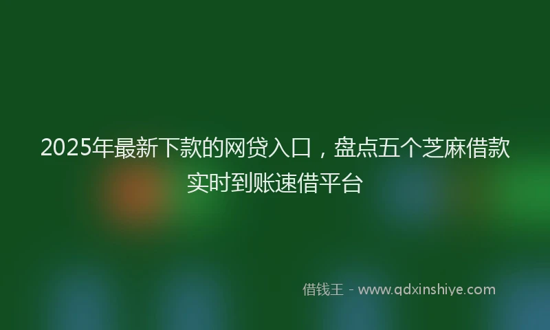 2025年最新下款的网贷入口，盘点五个芝麻借款实时到账速借平台