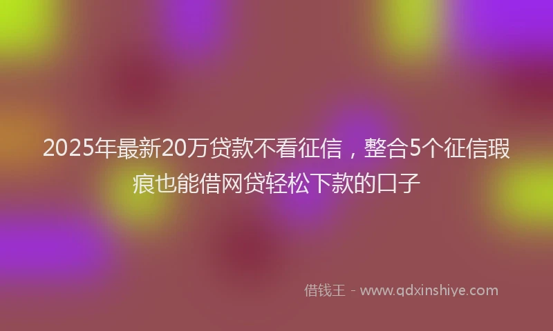 2025年最新20万贷款不看征信，整合5个征信瑕疵也能借网贷轻松下款的口子