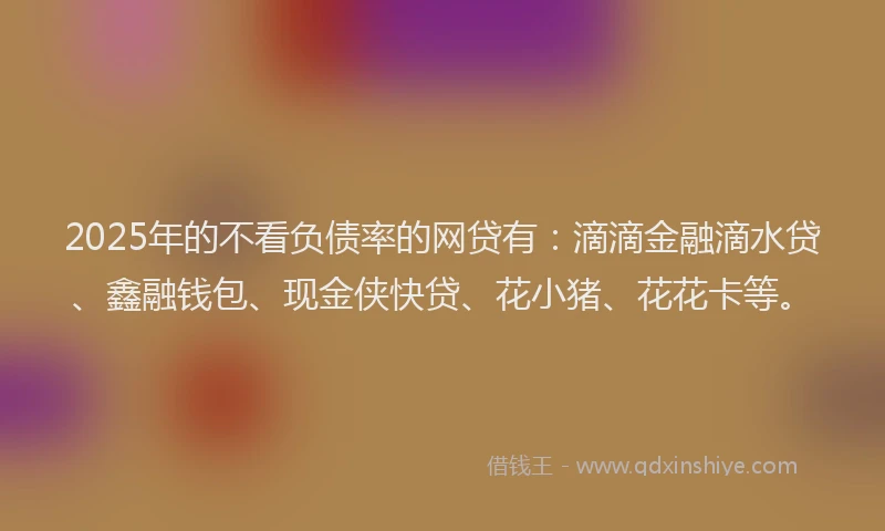 2025年的不看负债率的网贷有：滴滴金融滴水贷、鑫融钱包、现金侠快贷、花小猪、花花卡等。