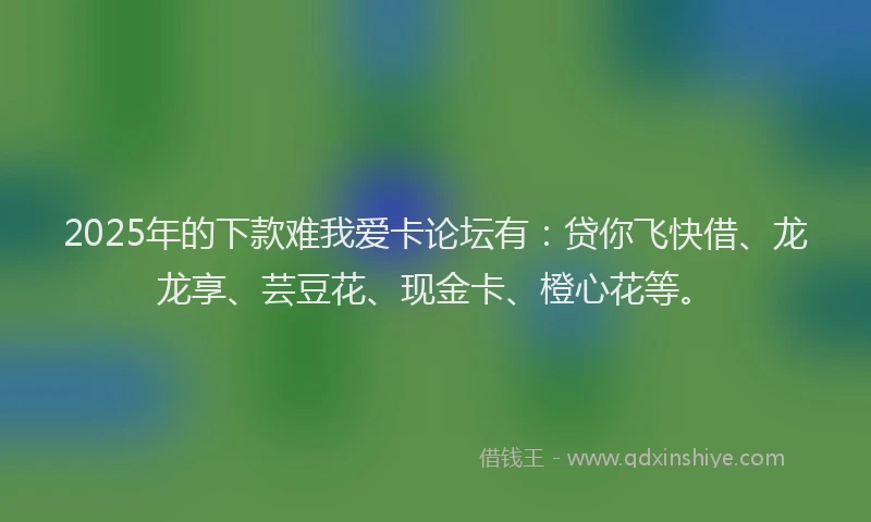 2025年的下款难我爱卡论坛有：贷你飞快借、龙龙享、芸豆花、现金卡、橙心花等。