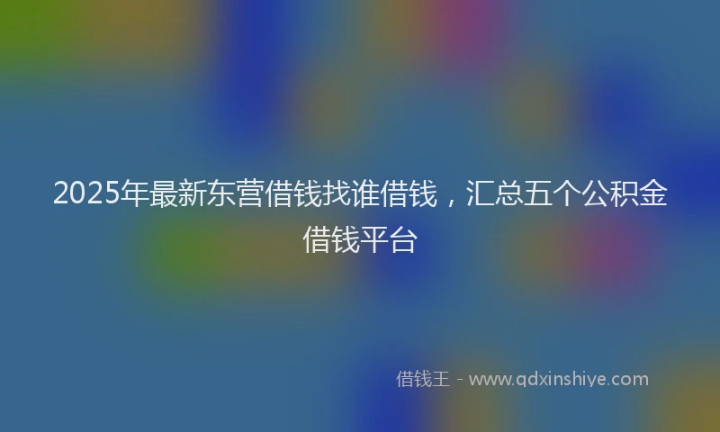 2025年最新东营借钱找谁借钱，汇总五个公积金借钱平台