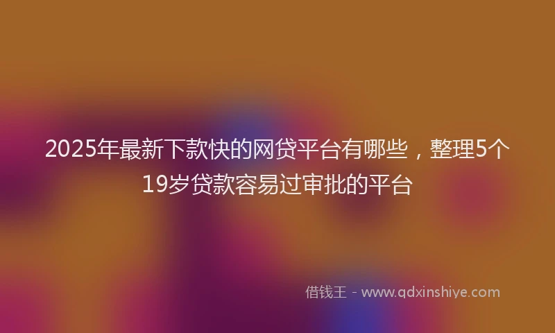 2025年最新下款快的网贷平台有哪些，整理5个19岁贷款容易过审批的平台
