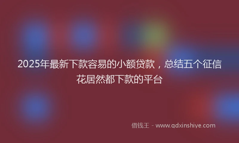2025年最新下款容易的小额贷款，总结五个征信花居然都下款的平台
