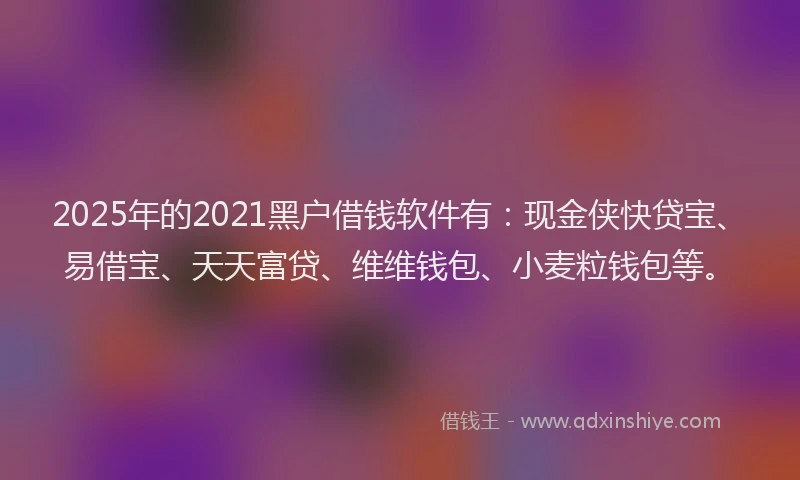 2025年的2021黑户借钱软件有：现金侠快贷宝、易借宝、天天富贷、维维钱包、小麦粒钱包等。