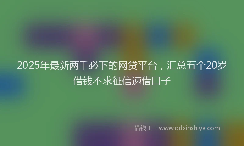 2025年最新两千必下的网贷平台，汇总五个20岁借钱不求征信速借口子