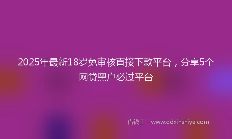 2025年最新18岁免审核直接下款平台，分享5个网贷黑户必过平台