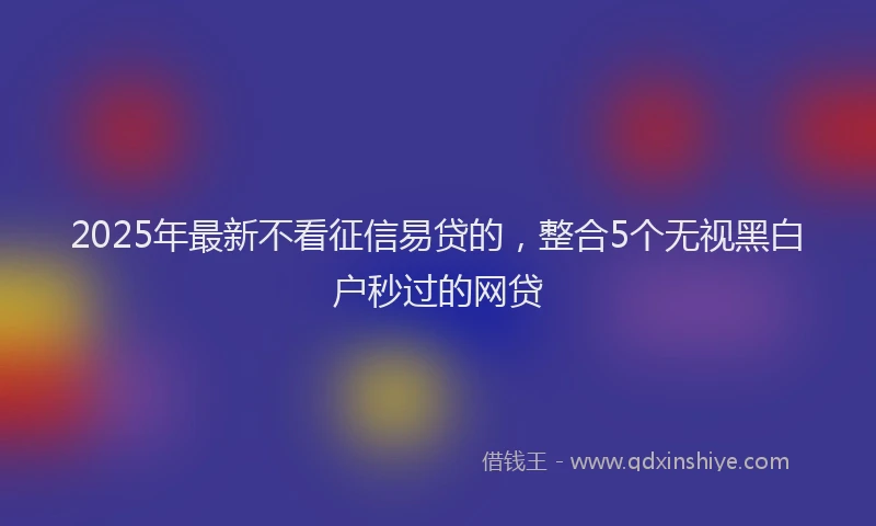 2025年最新不看征信易贷的，整合5个无视黑白户秒过的网贷