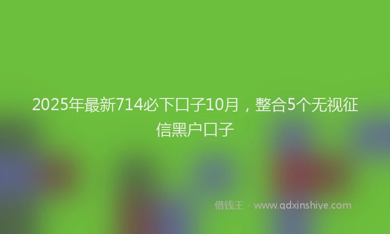 2025年最新714必下口子10月，整合5个无视征信黑户口子