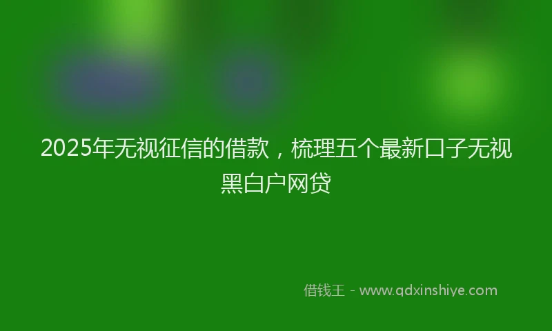 2025年无视征信的借款，梳理五个最新口子无视黑白户网贷