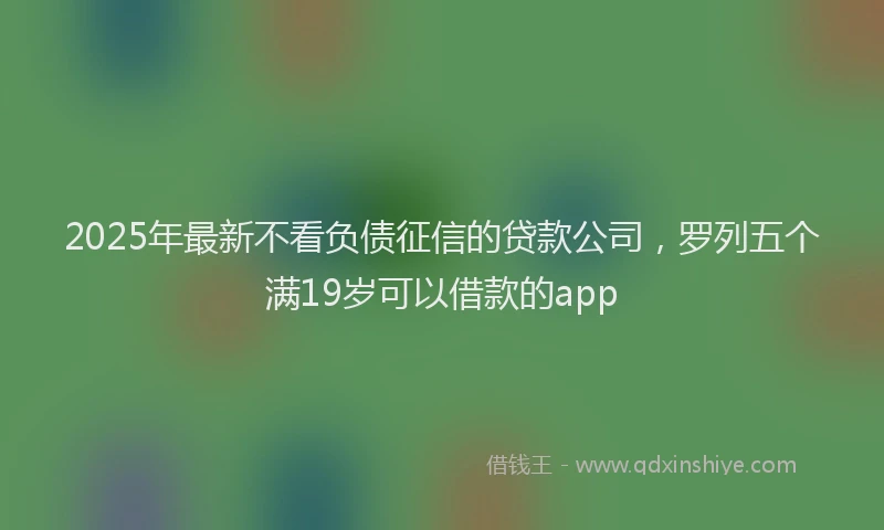 2025年最新不看负债征信的贷款公司，罗列五个满19岁可以借款的app