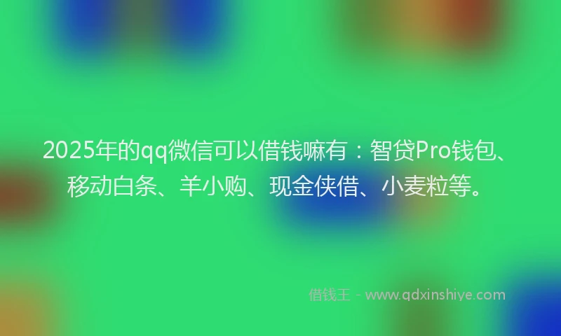 2025年的qq微信可以借钱嘛有：智贷Pro钱包、移动白条、羊小购、现金侠借、小麦粒等。