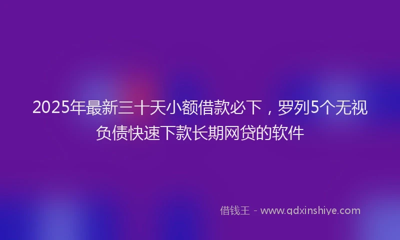 2025年最新三十天小额借款必下，罗列5个无视负债快速下款长期网贷的软件