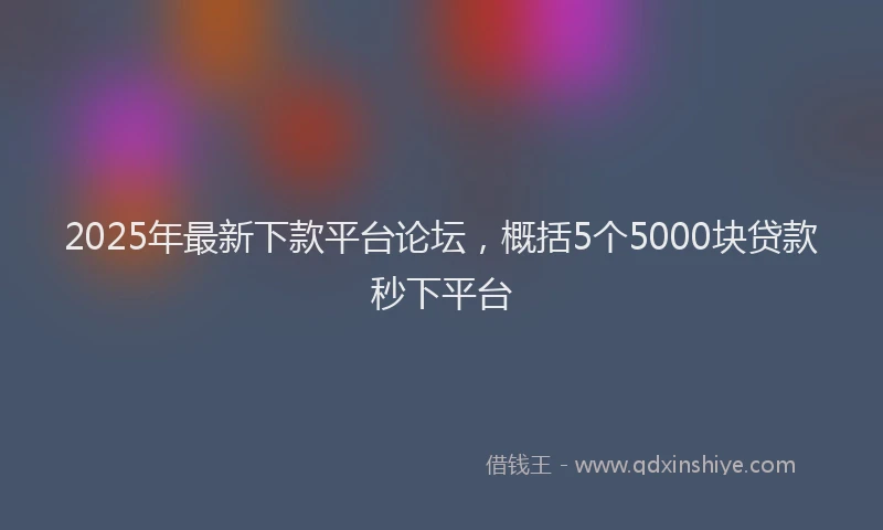 2025年最新下款平台论坛，概括5个5000块贷款秒下平台