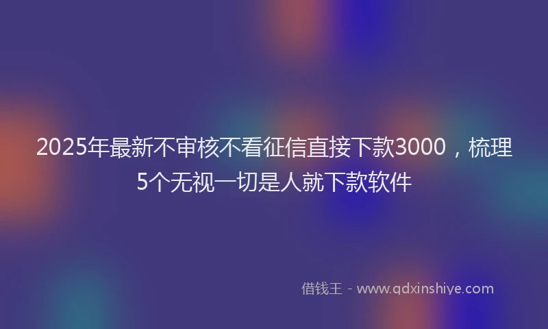2025年最新不审核不看征信直接下款3000，梳理5个无视一切是人就下款软件