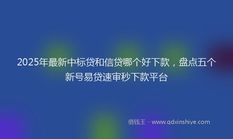 2025年最新中标贷和信贷哪个好下款，盘点五个新号易贷速审秒下款平台