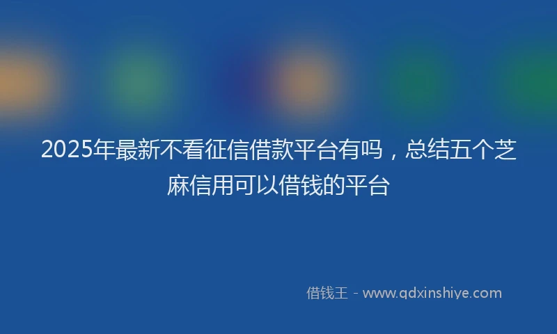 2025年最新不看征信借款平台有吗，总结五个芝麻信用可以借钱的平台
