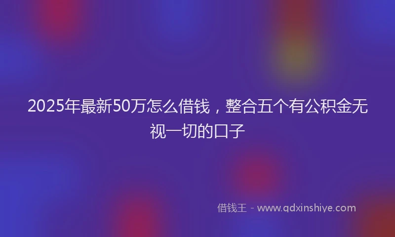2025年最新50万怎么借钱，整合五个有公积金无视一切的口子