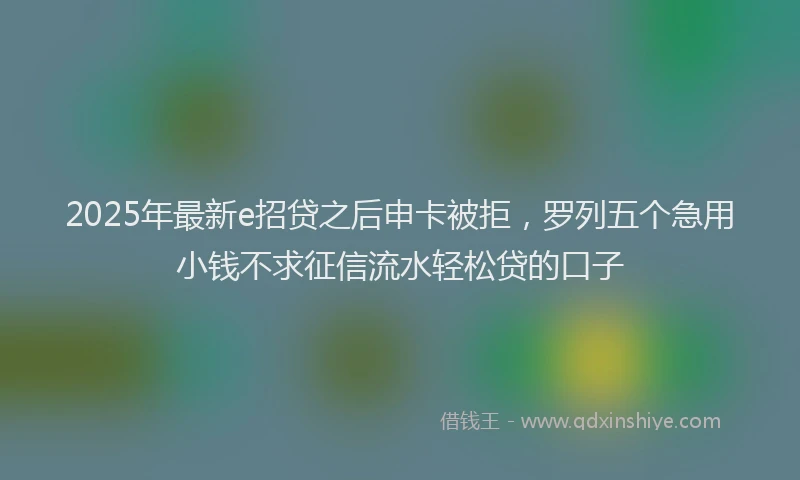 2025年最新e招贷之后申卡被拒，罗列五个急用小钱不求征信流水轻松贷的口子