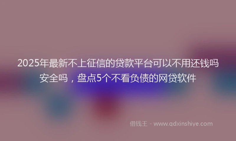 2025年最新不上征信的贷款平台可以不用还钱吗安全吗，盘点5个不看负债的网贷软件