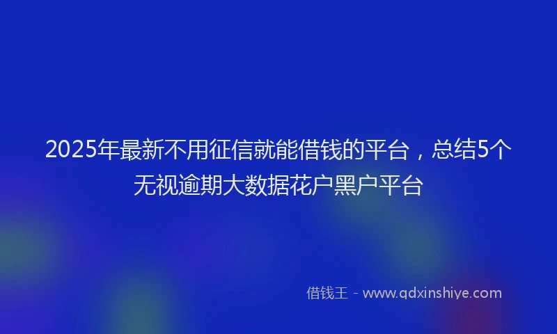2025年最新不用征信就能借钱的平台，总结5个无视逾期大数据花户黑户平台