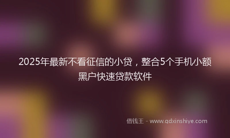 2025年最新不看征信的小贷，整合5个手机小额黑户快速贷款软件