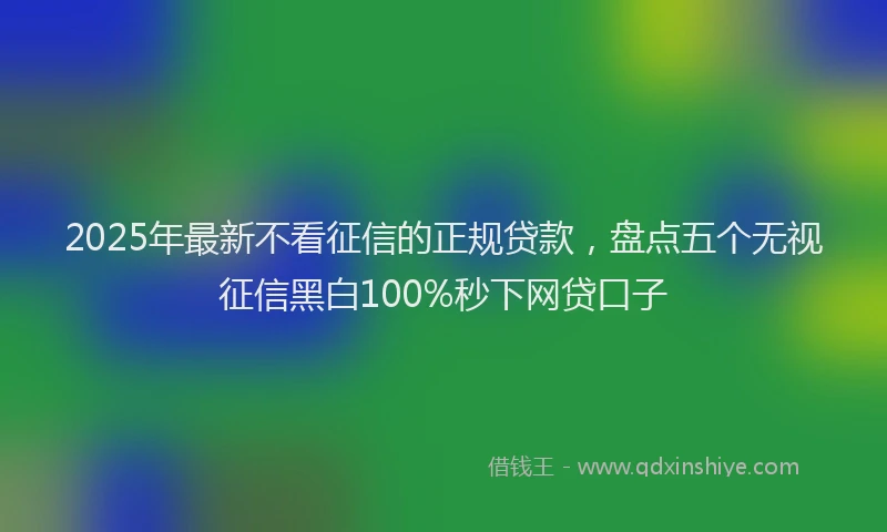 2025年最新不看征信的正规贷款，盘点五个无视征信黑白100%秒下网贷口子