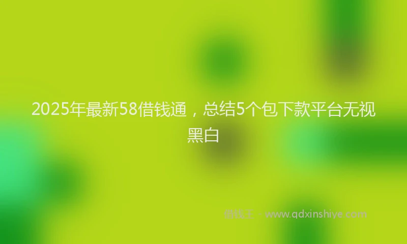 2025年最新58借钱通，总结5个包下款平台无视黑白