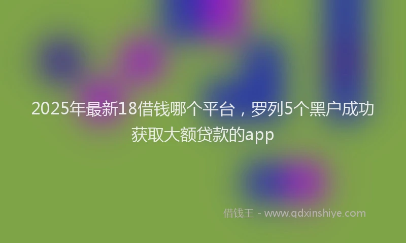 2025年最新18借钱哪个平台，罗列5个黑户成功获取大额贷款的app
