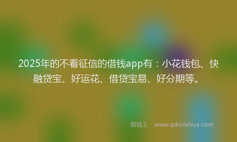 2025年的不看征信的借钱app有：小花钱包、快融贷宝、好运花、借贷宝易、好分期等。