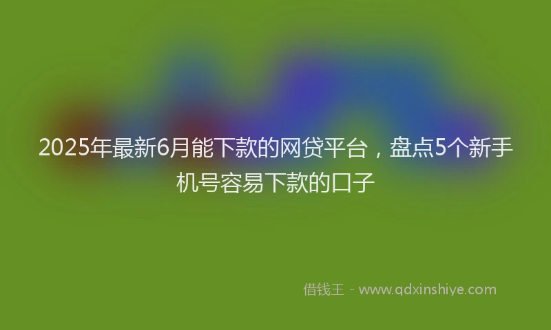 2025年最新6月能下款的网贷平台，盘点5个新手机号容易下款的口子