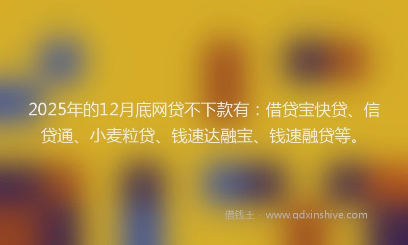 2025年的12月底网贷不下款有：借贷宝快贷、信贷通、小麦粒贷、钱速达融宝、钱速融贷等。
