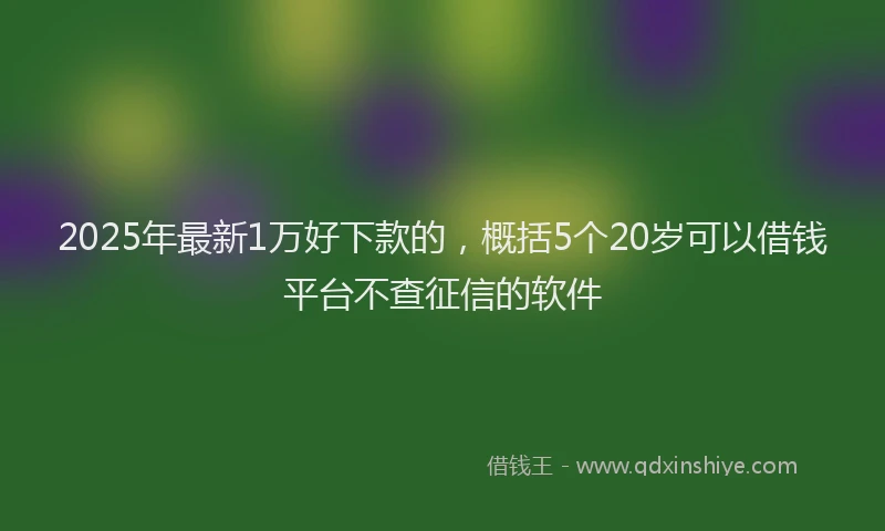 2025年最新1万好下款的，概括5个20岁可以借钱平台不查征信的软件