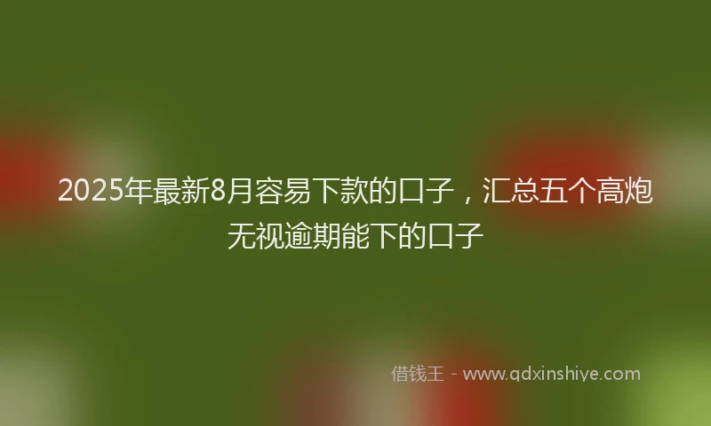 2025年最新8月容易下款的口子，汇总五个高炮无视逾期能下的口子