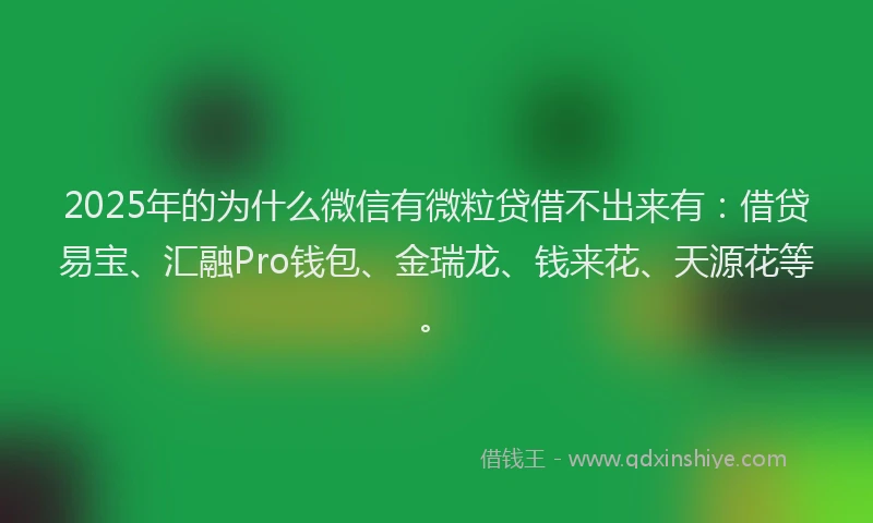 2025年的为什么微信有微粒贷借不出来有：借贷易宝、汇融Pro钱包、金瑞龙、钱来花、天源花等。