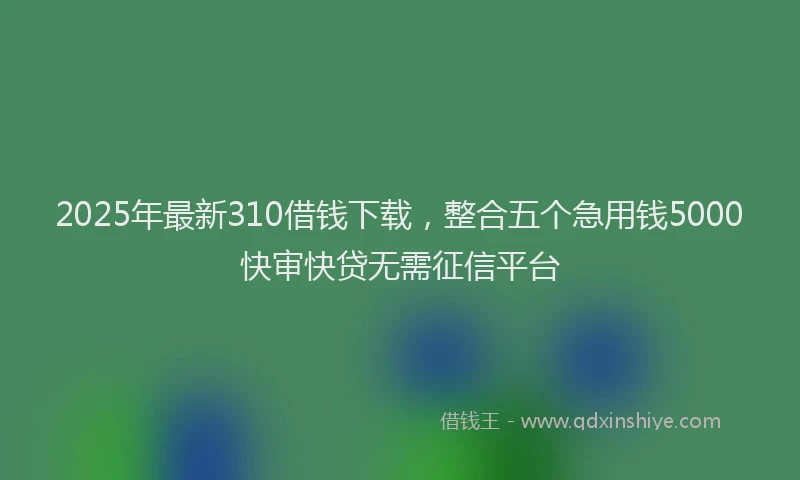 2025年最新310借钱下载，整合五个急用钱5000快审快贷无需征信平台