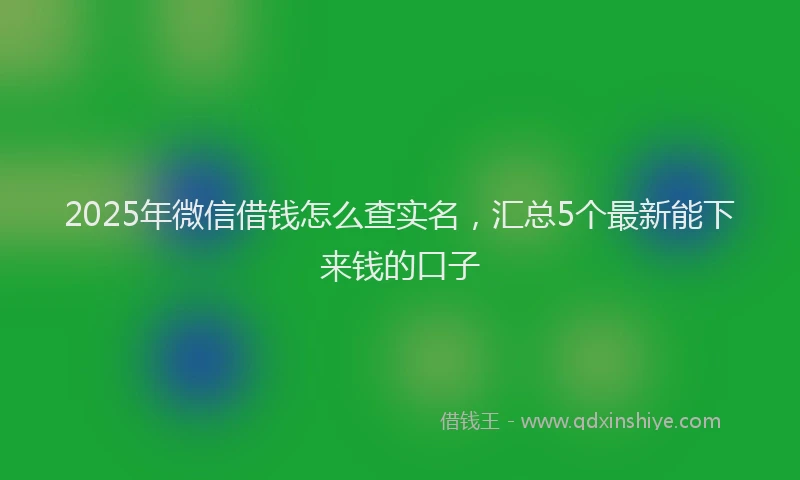 2025年微信借钱怎么查实名，汇总5个最新能下来钱的口子
