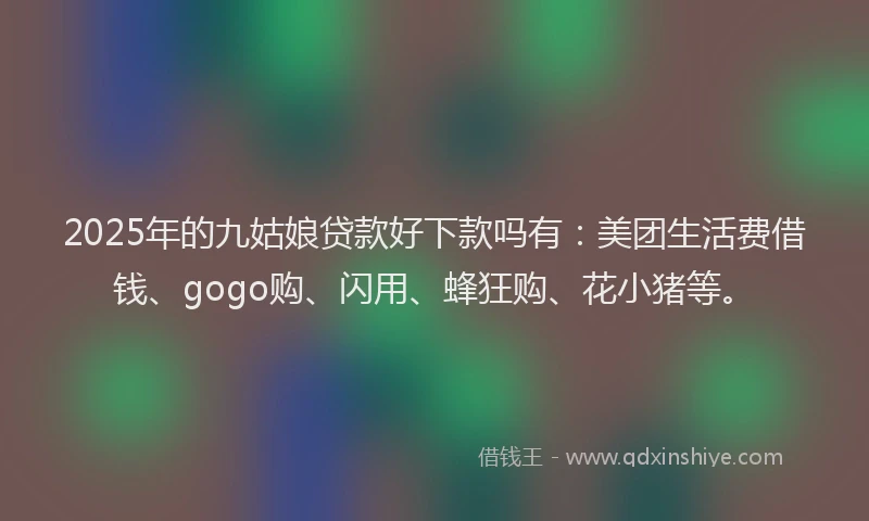 2025年的九姑娘贷款好下款吗有：美团生活费借钱、gogo购、闪用、蜂狂购、花小猪等。