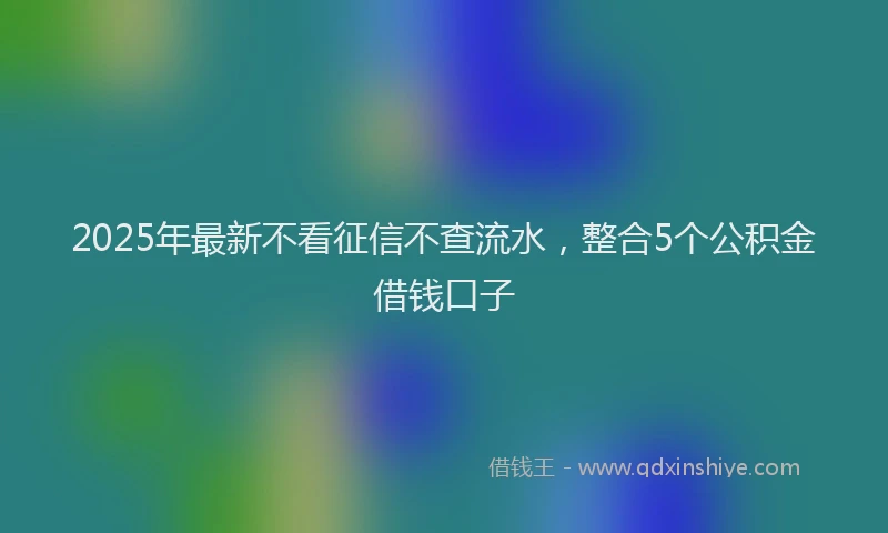 2025年最新不看征信不查流水，整合5个公积金借钱口子