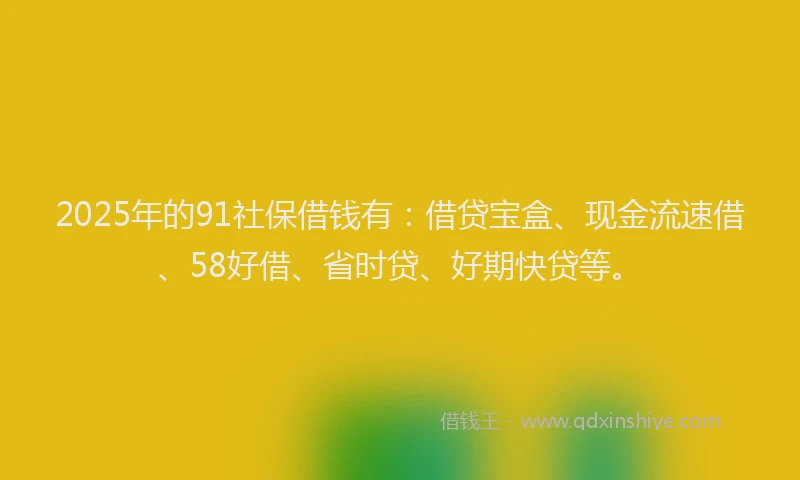 2025年的91社保借钱有：借贷宝盒、现金流速借、58好借、省时贷、好期快贷等。