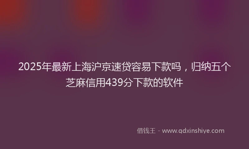 2025年最新上海沪京速贷容易下款吗，归纳五个芝麻信用439分下款的软件