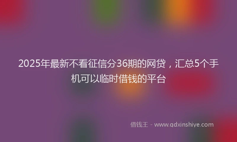 2025年最新不看征信分36期的网贷，汇总5个手机可以临时借钱的平台
