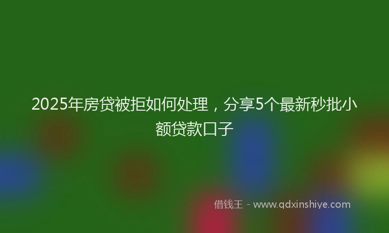 2025年房贷被拒如何处理，分享5个最新秒批小额贷款口子