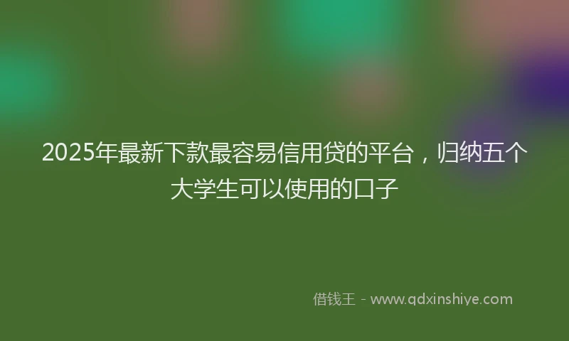 2025年最新下款最容易信用贷的平台，归纳五个大学生可以使用的口子